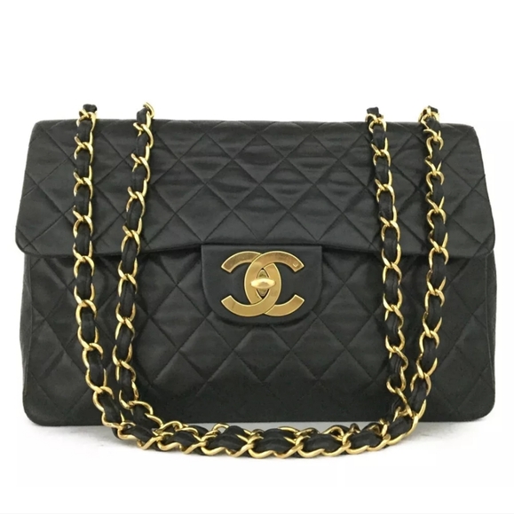 CHANEL Handbags - CHANEL Maxi Jumbo 34 Quilted Matelasse XL Lambskin w/Chain Shoulder Bag